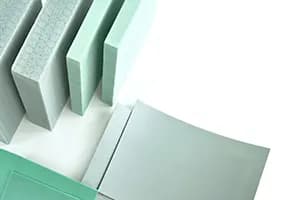 PET foam board produced from recycled rPET flakes.